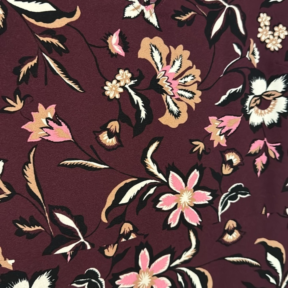 Ann Taylor Floral burgundy, dress size 10 belt - Picture 6 of 9
